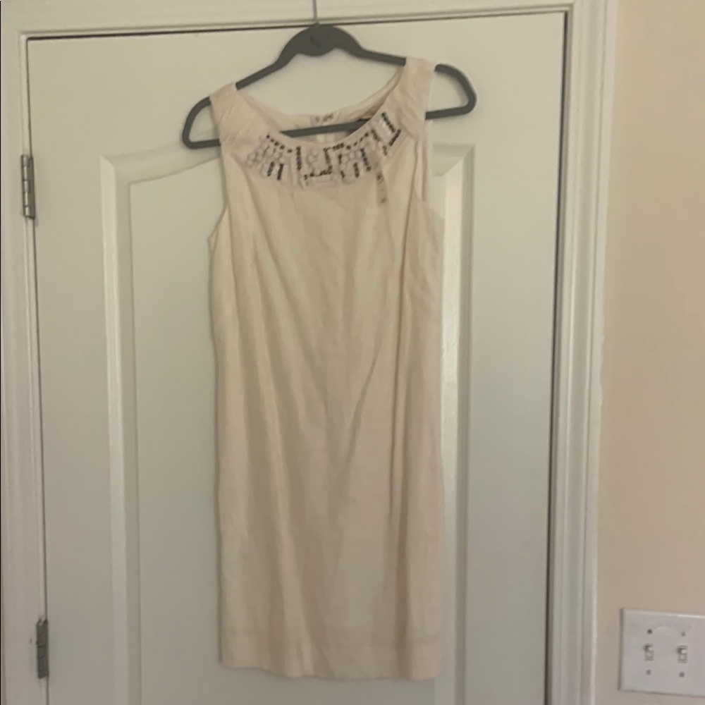 NWT Loft Lela Rose Elegant Cream Sleeveless Dress 4